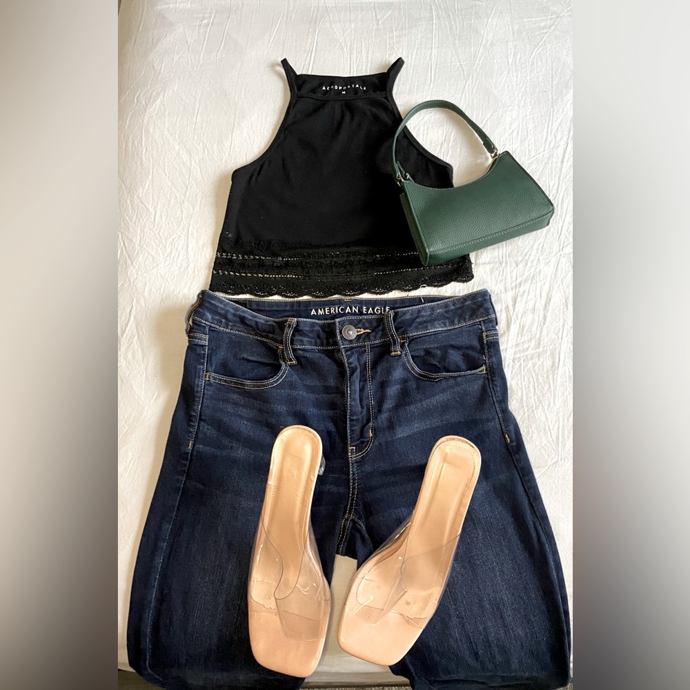 Lace Lined Razor Back Crop Top
